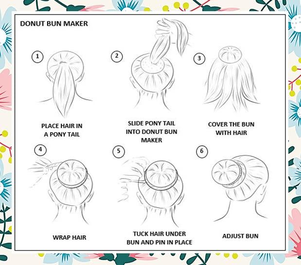 Styla Hair Styla Hair Small Bun Maker for Kids - Ballet and Sock Buns, Easy Hair Donut (6pc Black 2 Inch Size)