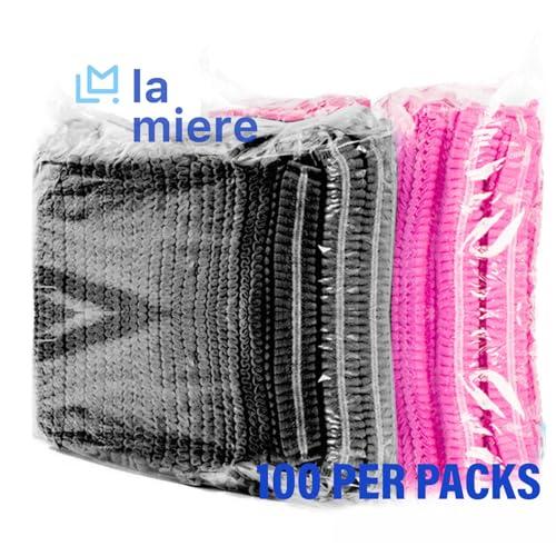 LA MIERE LA MIERE 100 Black Disposable Non-Woven Hairnets, Bouffant Caps, Protective Hair Head Covers, Hair Net, Surgical Cap, Medical Hair Covers, 21\"