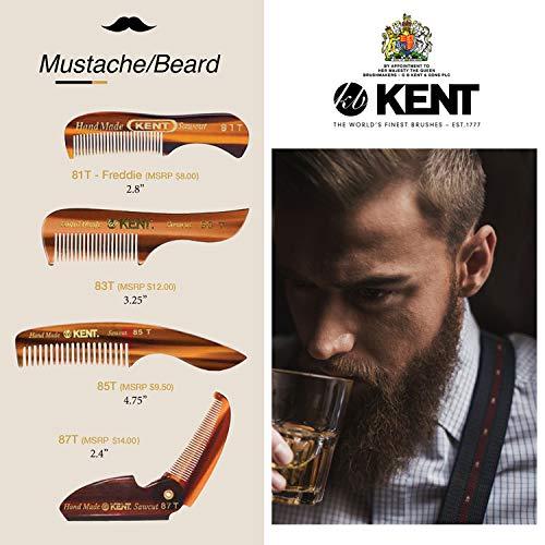 KENT Kent 87T Handmade Folding Pocket Comb for Men, Fine Tooth Hair Comb Straightener for Everyday Grooming Styling Hair, Beard or Mustache, Use Dry or with Balms, Saw Cut Hand Polished, Made in England