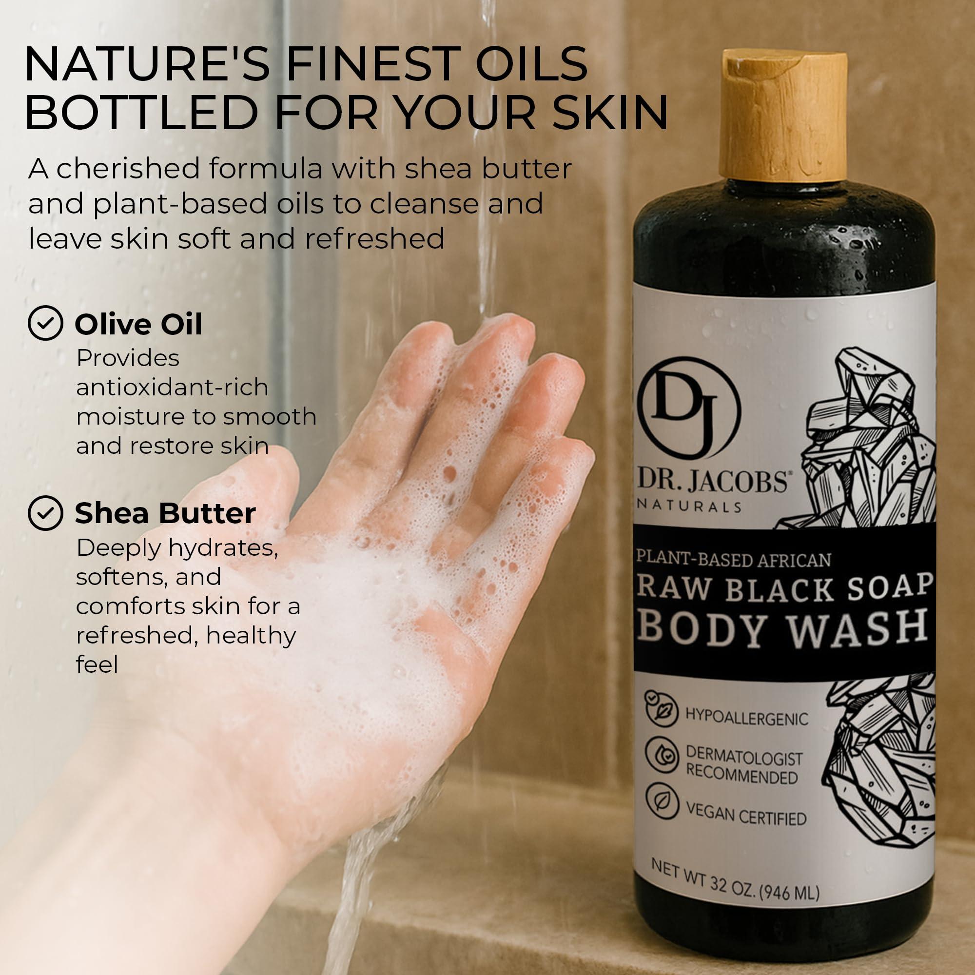 DR.JACOBS NATURALS Dr Jacobs Naturals Authentic African Raw Black Soap, All-In-One Cleanser for Face Wash, Sensitive Skin Body Wash, Shampoo, Shaving Soap | Shea Butter Moisturizing and Nourishing Formula | 16oz 2pk