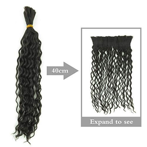 RemeeHi 4 Pcs Human Hair Braid In Bundles Curly Weave Extension No Sew No Crochet No Glue Weft with Excrescent Hair 6" 1#