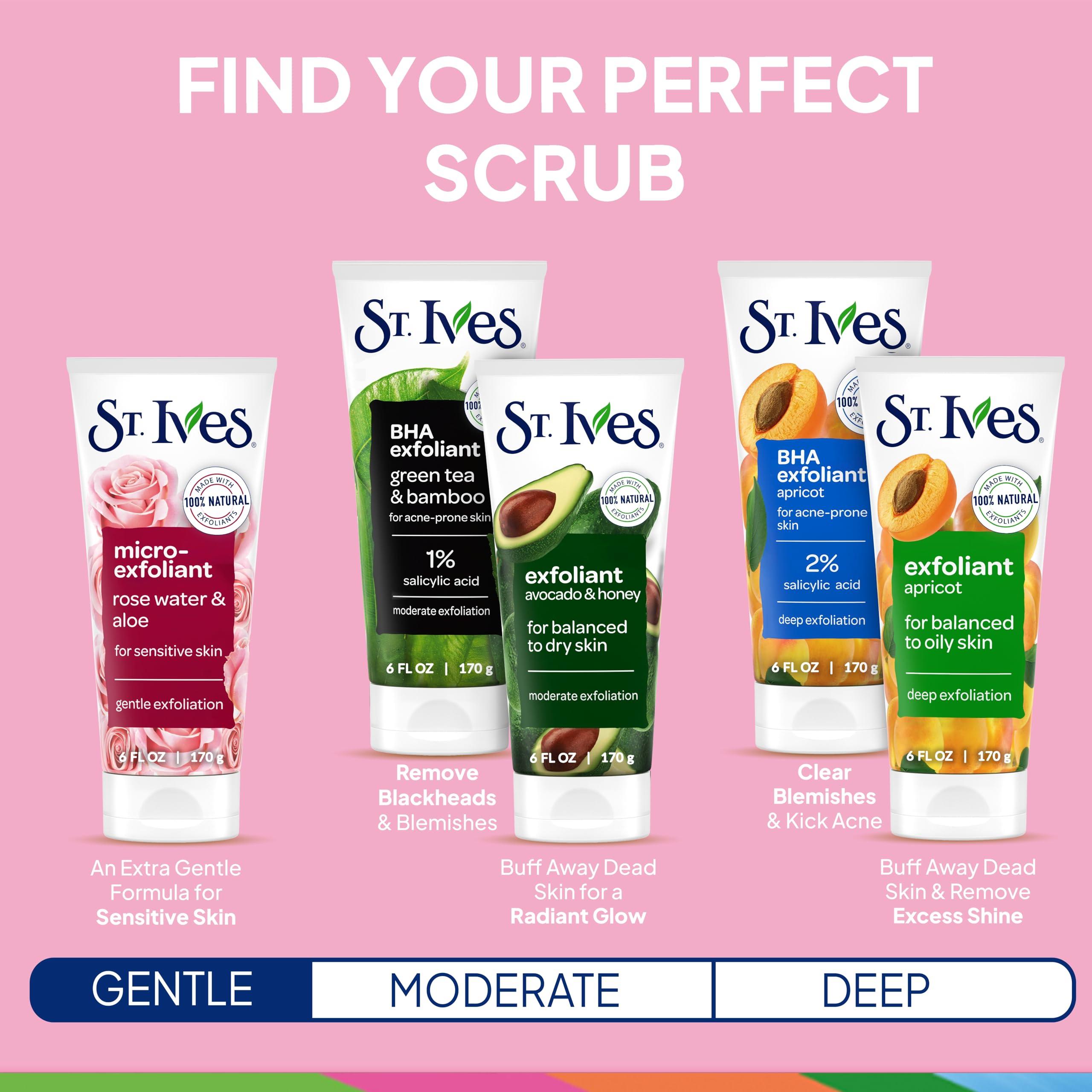 St. Ives St. Ives Gentle Smoothing Face Scrub Our Gentlest Scrub Yet Rose Water and Aloe Vera Made with 100 percent Natural Exfoliants, Paraben Free, Oil-Free, Dermatologist Tested 6 oz
