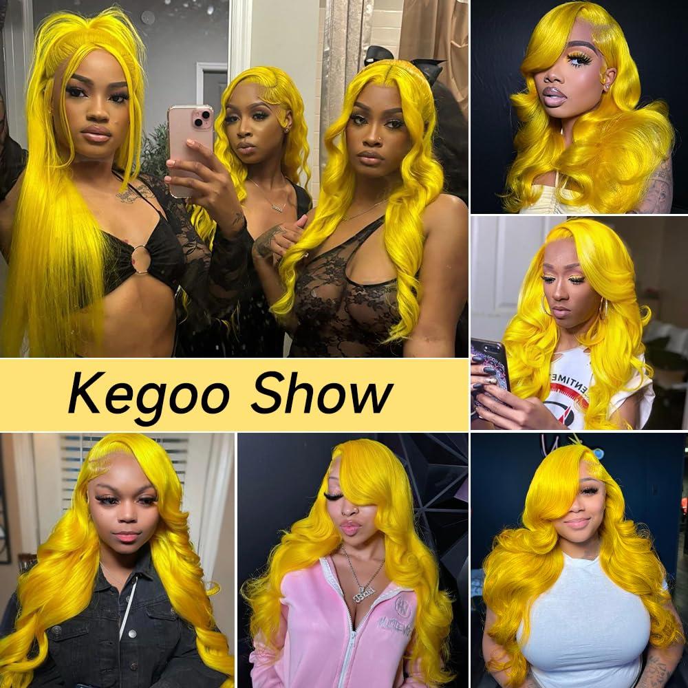 Boumon Yellow Lace Front Wig Human Hair 200% Density Blonde Wig Human Hair 13x4 Body Wave Lace Front Wigs Human Hair Pre Plucked Lace Frontal Wig Yellow Colored Wigs Human Hair 22 Inch