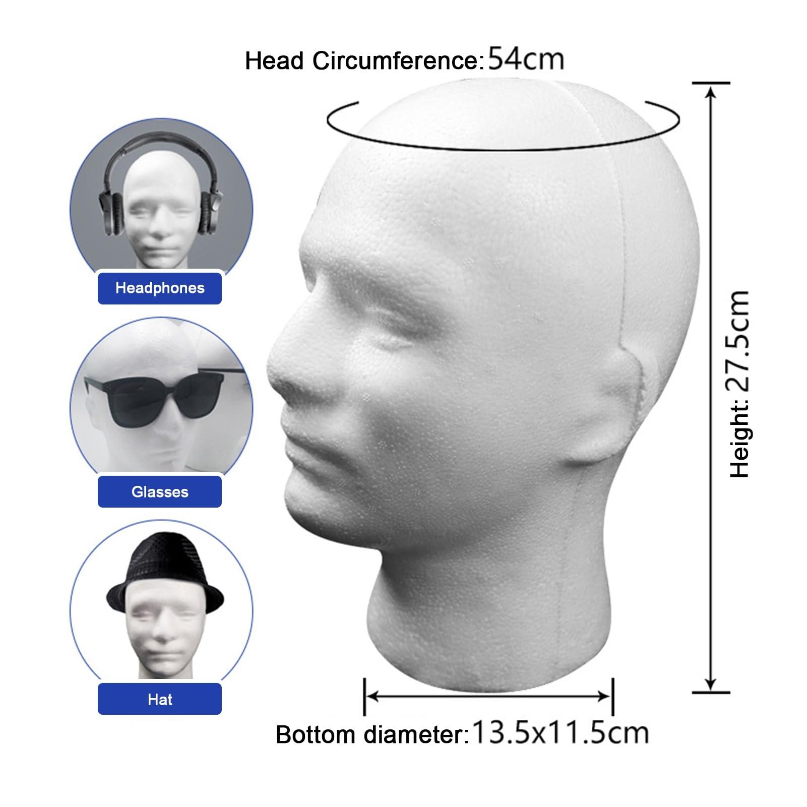 leasote leasote Male Styrofoam-Foam Mannequin Wig Head, Hairpieces Display Holder Hats Sunglasses Headphone Headwear Stand Cosmetics Model for Home Salon and Travel White One Size