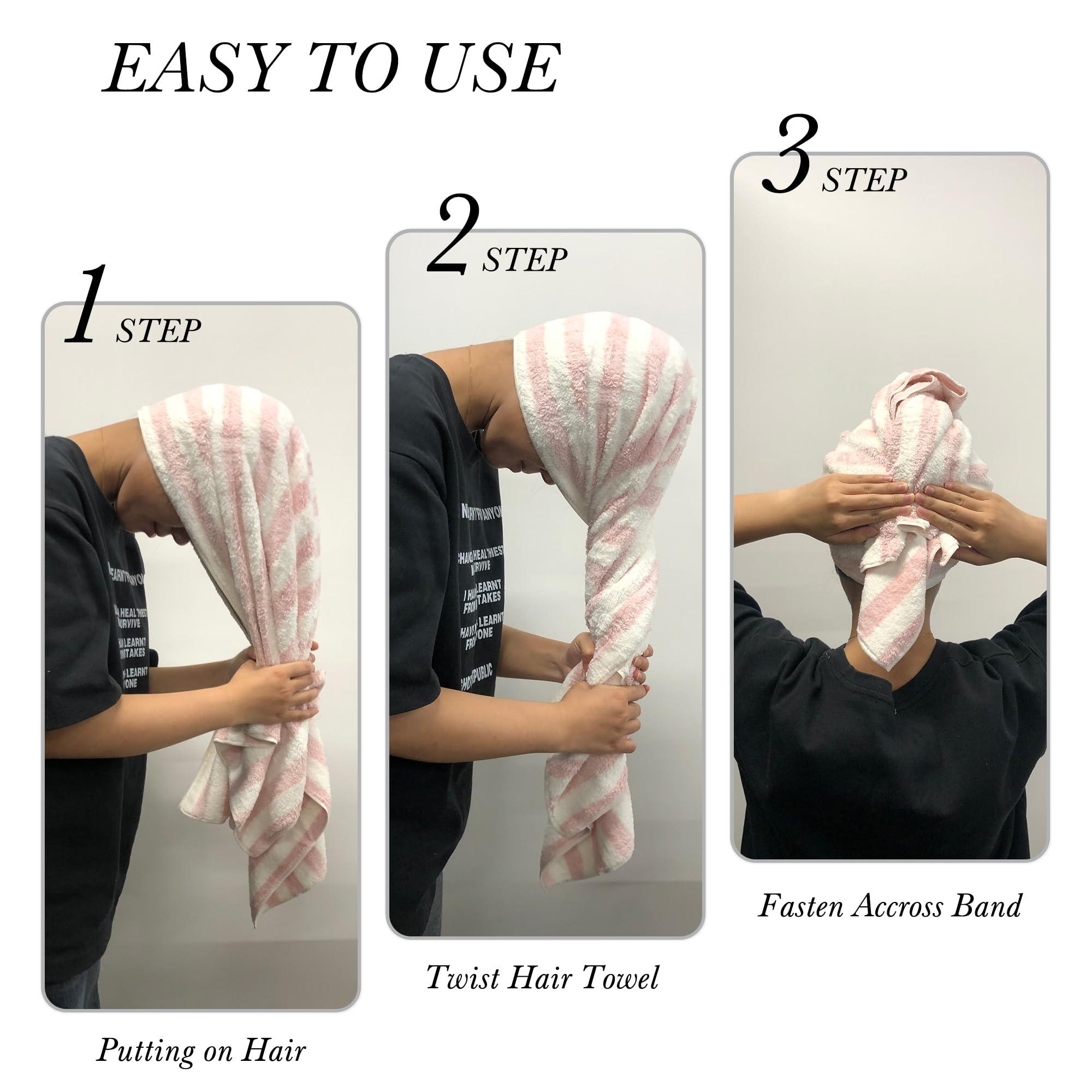 Chloven Chloven Large Microfiber Hair Towel Wrap for Women - 2 Pack Absorbent, Oversized Hair Wrap Towels for Quick Drying - Soft & Gentle Turban Towel for Women - Perfect for Curly, Straight, Thick Hair