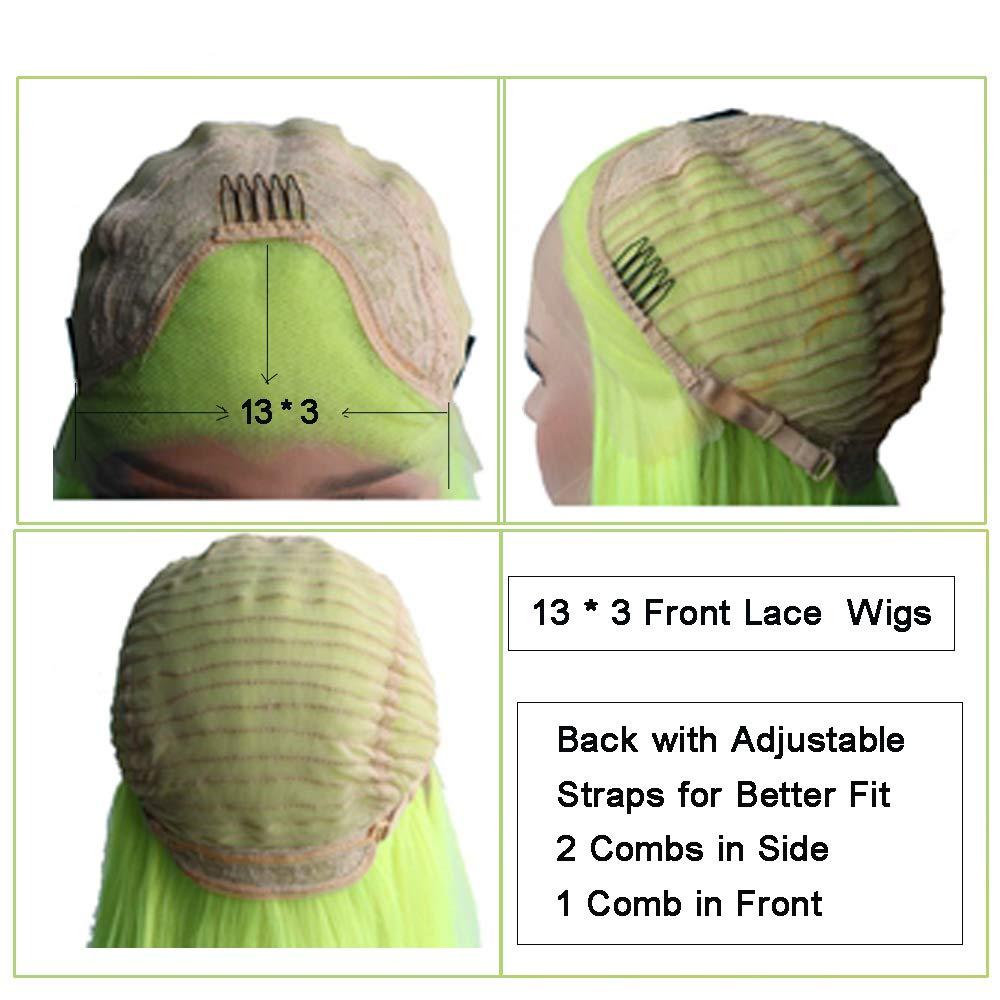 karissa Hair Fresh Green Lace Front Wigs for Women Long Silky Soft Pastel Neon Synthetic Real Hair Wig Pre Plucked Hairline Avocado Green Handmade Wigs GluelessLace Wig Heat Safe Cosplay Daily 24Inch