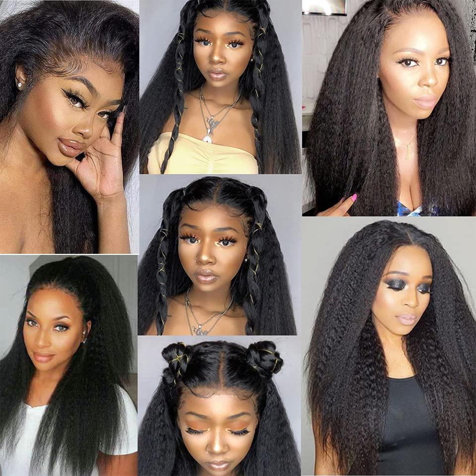 DiexrLamx Kinky Straight Human Hair Bundles 22 24 26 Inch 8A Peruvian Virgin Remy Hair 3 Bundles Natural Black Color Yaki Straight Bundles Human Hair Extensions 300g