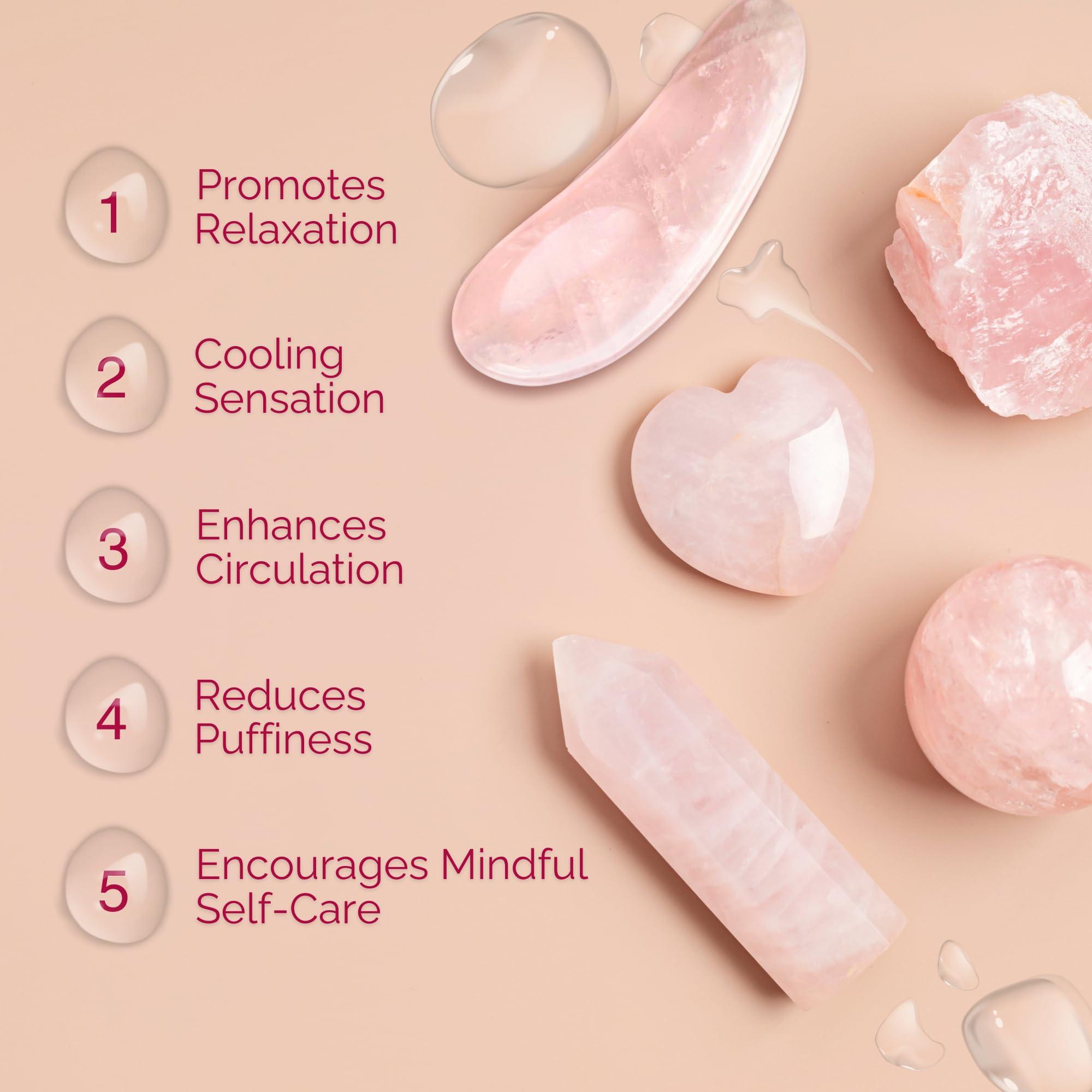 Noche Y Dia Noche Y Dia Rose Quartz Spoon 2-in-1 Beauty Tool: Spatula & Gua Sha for Face - Massager and Skincare Applicator for Creams, Serums, and Masks - 2 Pack