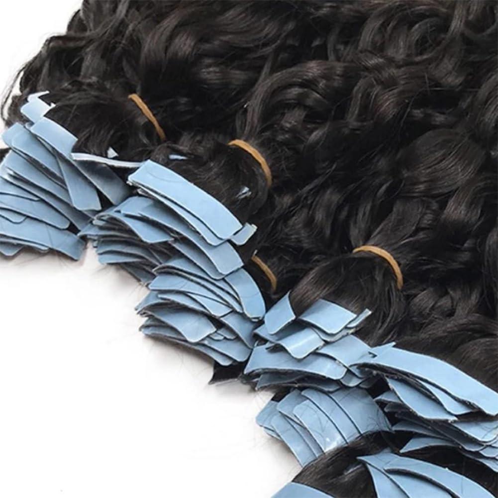 Kiss darling LASHES Water Wave Tape in Hair Extensions Remy Human Hair 8inch 100g 40pcs Natural Wavy Curly Tape in Hair Extensions Human Hair Wet& Wavy Tape in Hair Extensions