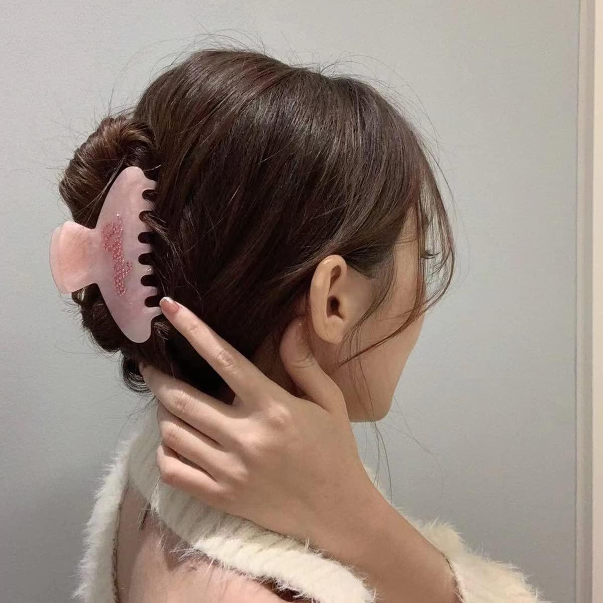 BAMERAL Custom Hair Claw Clips, Personalized Name Large Hair Claw Clips, Rhinestone Letter Claw Clips for Women Thick Hair Strong Hold Hair Accessories for Women (Light Shell Pink)