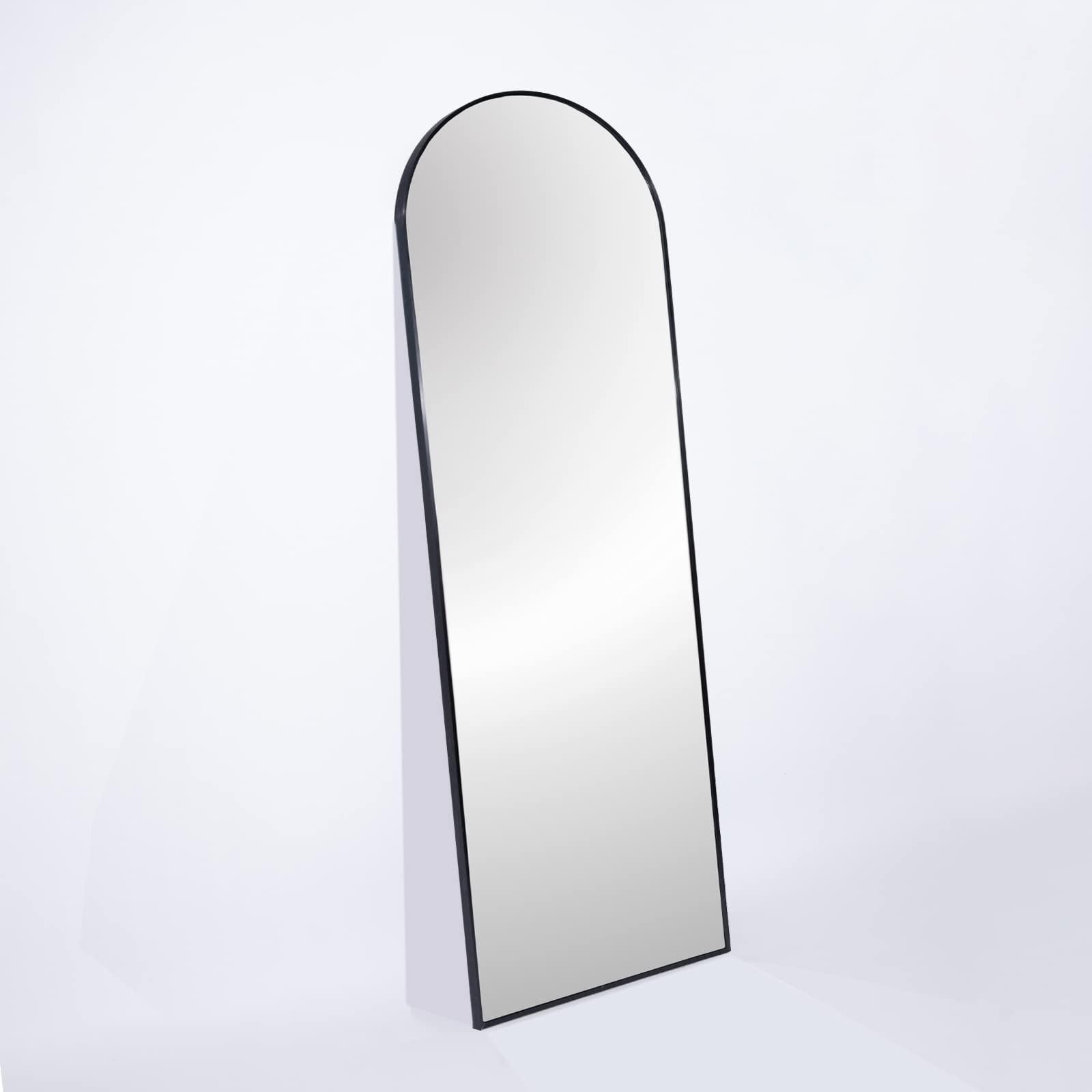 QiMaieeUSA Modern Black 63x20 inch Metal Arch Stand Full Length Mirror