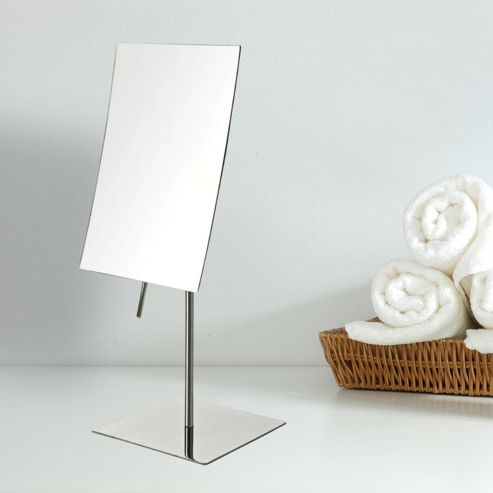 Jerdon JERDON Rectangular Tabletop Makeup Mirror - 3X Magnification with Polished Stainless Steel Finish - 5-inch by 8-inch Vanity Mirror  Pivot Adjustment - Model JP358C