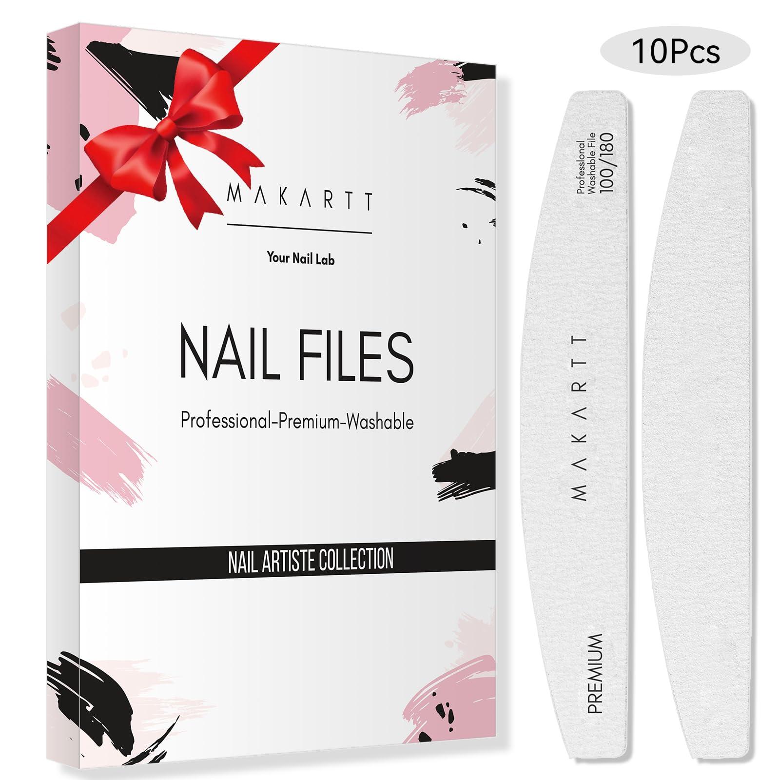 Makartt Makartt Nail File: 100/180 Grit Emery Boards for Nails, 10 Pcs Zebra Doubled Sides Washable Coarse Nail Files for Acrylic and Extension Nail Removal Nail Care Manicure Kit Salon Home Use