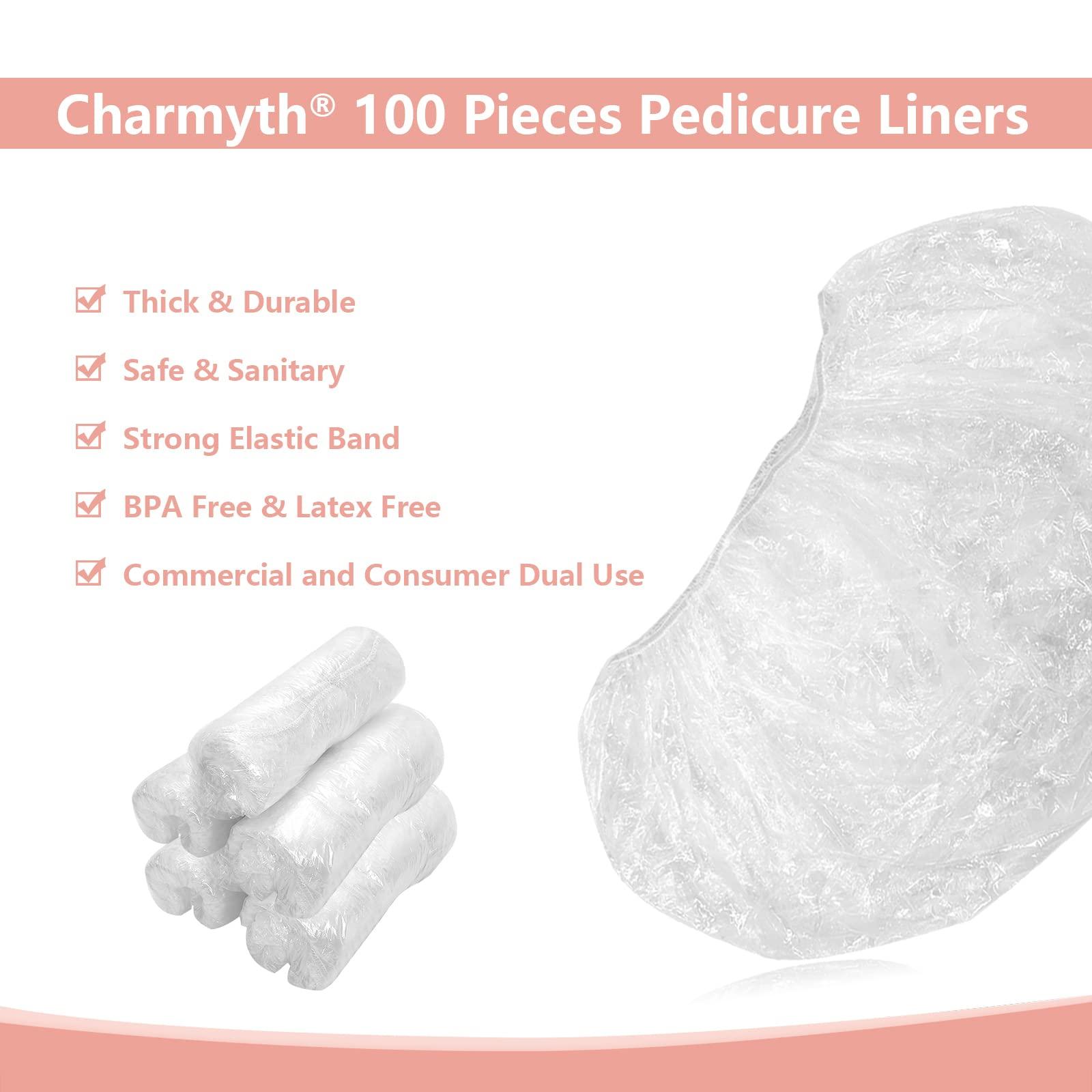 Charmyth Charmyth Pedi Guard Bath Liners, Disposable Pedicure Liners, Spa Footsie Clear Pedi Guard Bath Liners for Foot Bath Spa Massage Thick Elastic 100 Count