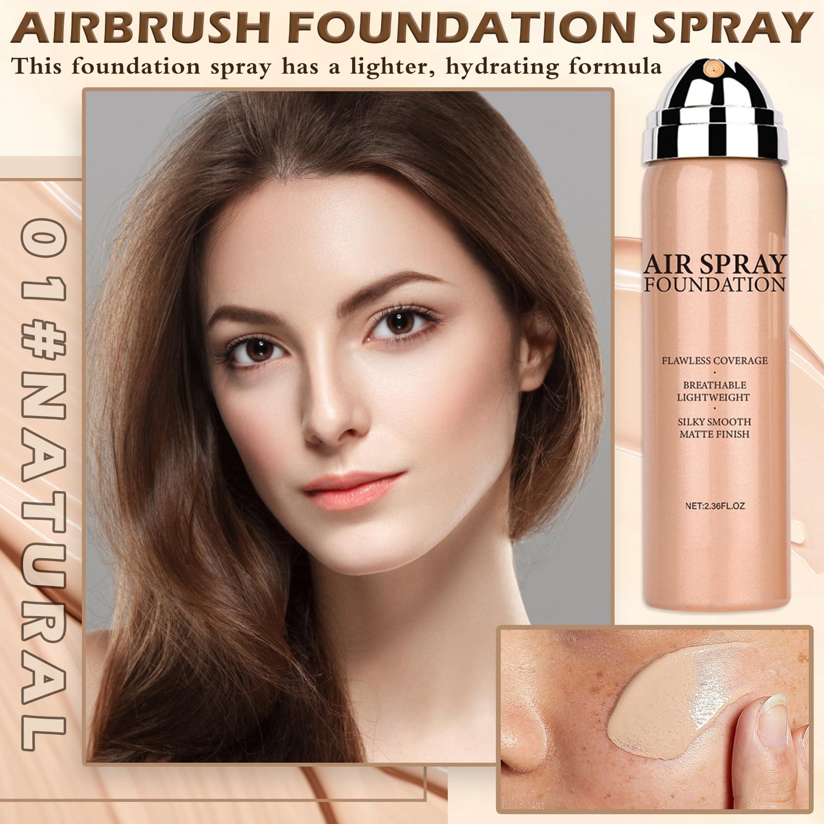 AIUEO AIUEO Magic Minerals Airbrush Foundation Makeup Silky Mist Spray Foundation Makeup Airbrush Flawless Setting Spray Foundation for Mature Skin-Natural