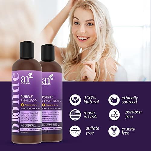 Artnaturals artnaturals Purple Shampoo and Conditioner Set – (2 x 16 Fl Oz / 473ml) – Protects, Balances and Tones – Bleached, Color Treated, Silver, Brassy and Blonde Hair - Sulfate Free