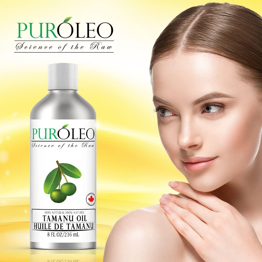 PURLEO PUROLEO Tamanu Oil 8 Fl Oz/236 ML (Packed In Canada) 100% Pure Certified | Natural Cold Pressed Unrefined Oil for Hair & Face Premium packaging with Eye Dropper tamanu oil for face skin virgin