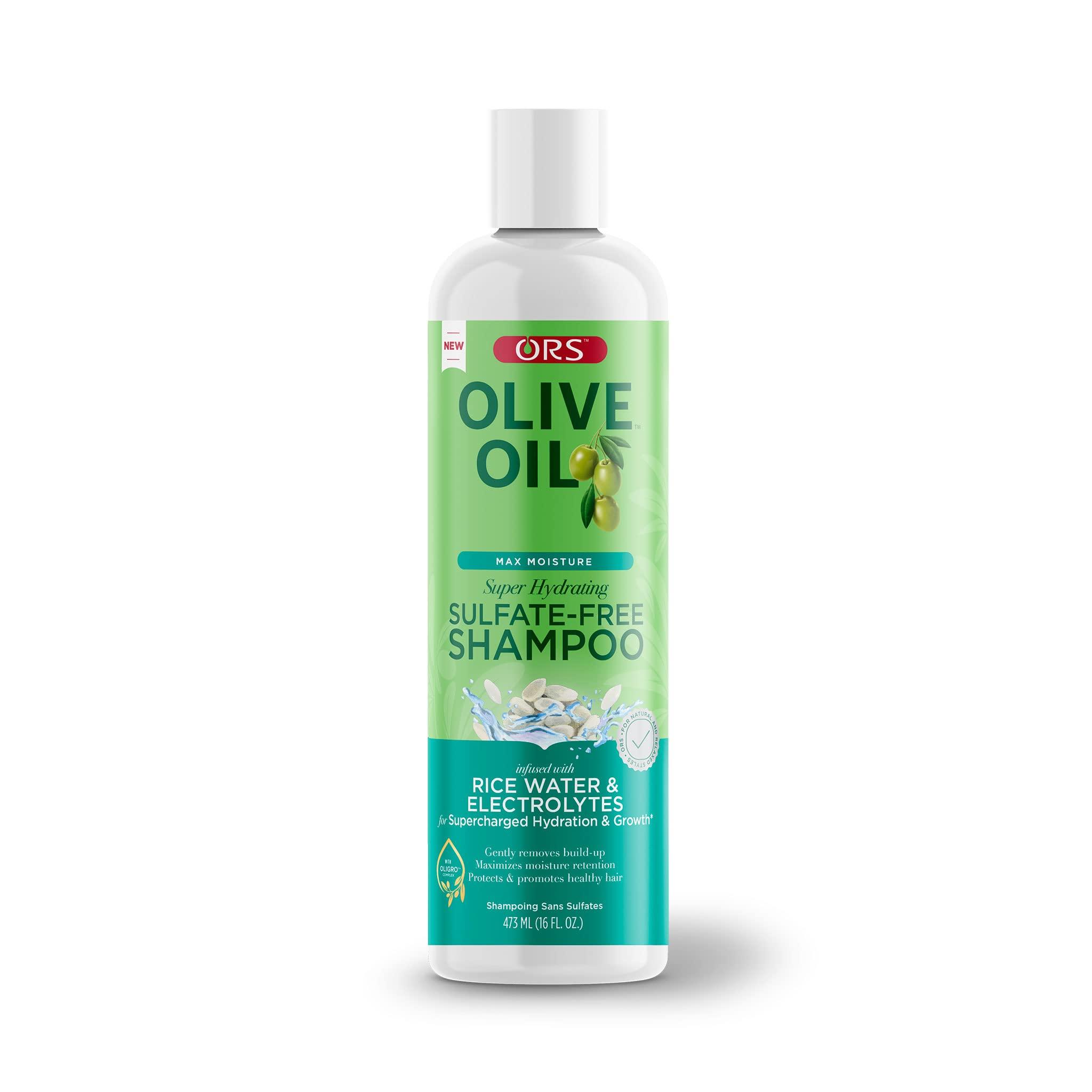 ORS ORS Brand Max Moisture Super Hydrating Sulfate-Free Shampoo with Olive Oil, Rice Water, and Electrolytes - Leave-In Conditioner - Bundle