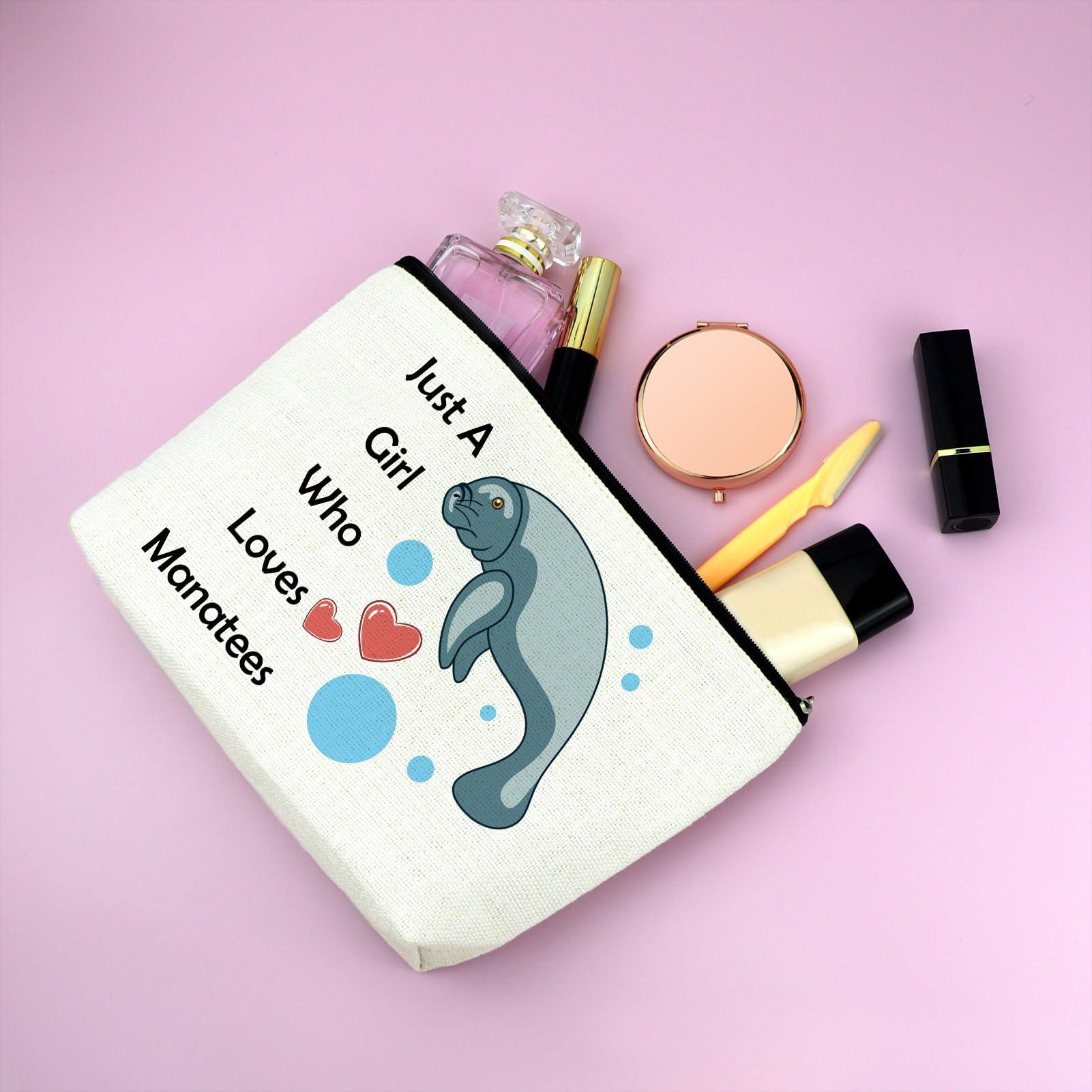 Mxrymvu Manatee Gifts Sea Animal Lover Gift Manatee Makeup Bag Manatee Lover Gift Friendship Gifts for Friends Sister Teen Girls Cosmetic Bag Birthday Christmas Thanksgiving Gifts Travel Cosmetic Pouch