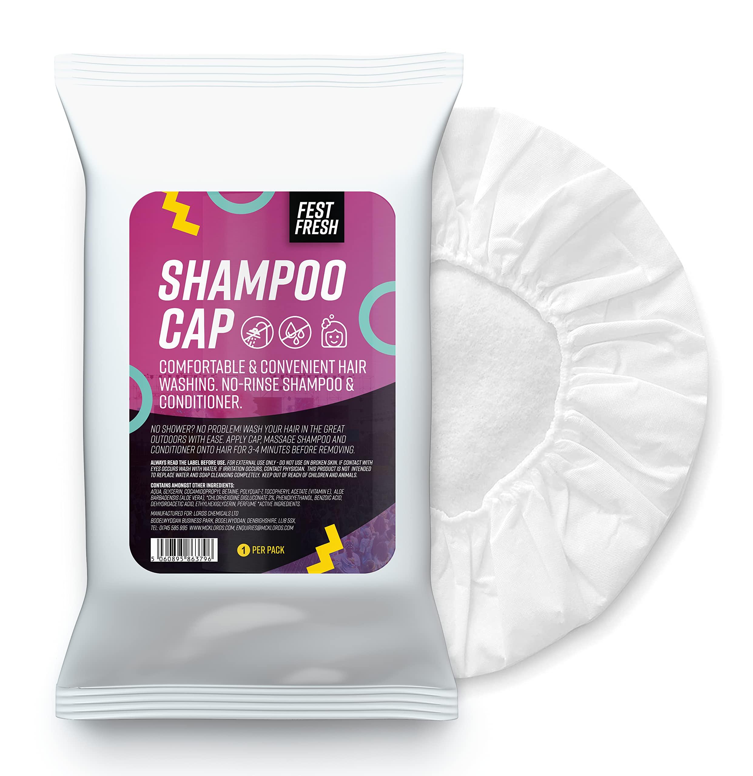 FestFresh FestFresh No-Rinse Shampoo Cap Hair Wash | Rinse-Free Waterless Shower | Perfect for Camping, Backpacking and Festivals | 1 Cap, White