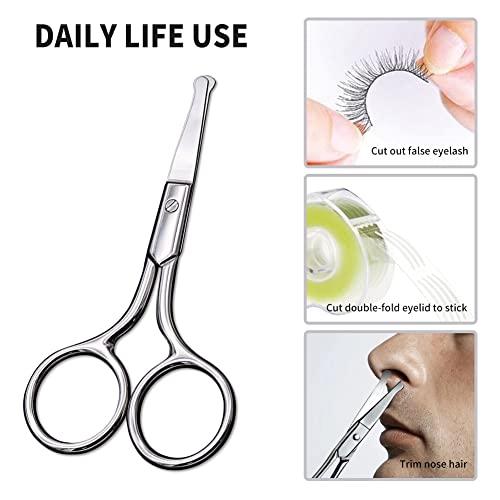 AsonTao Small Scissors, Eyebrow Scissors, Nose Hair Scissors Round Tip Design, Will Not Hurt the Nasal Cavity. Professional Grooming Scissors for Hair, Eyelashes, Nose, Eyebrow Trimming, Mustache. -AsonTao