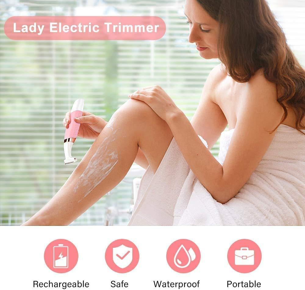 MISOY MISOY Electric Lady Shaver, Body Hair Trimmer, Bikini Womens Electric Razor, Rechargeable Hair Epilator, Painless 5 in 1 Hair Removal for Face, Arms, Back, Legs, Underarms & Nose, Eyebrows, Good Gifts