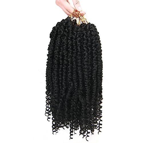 ROSESSEA 8 Packs/lot Passion Twist Crochet Hair 14 Inch Short Pre Looped Passion Twist Crochet Braids Bohemian Spring Twist Crochet Braiding Hair Curly End Wave Senegalese Twist Hair Extension For Women