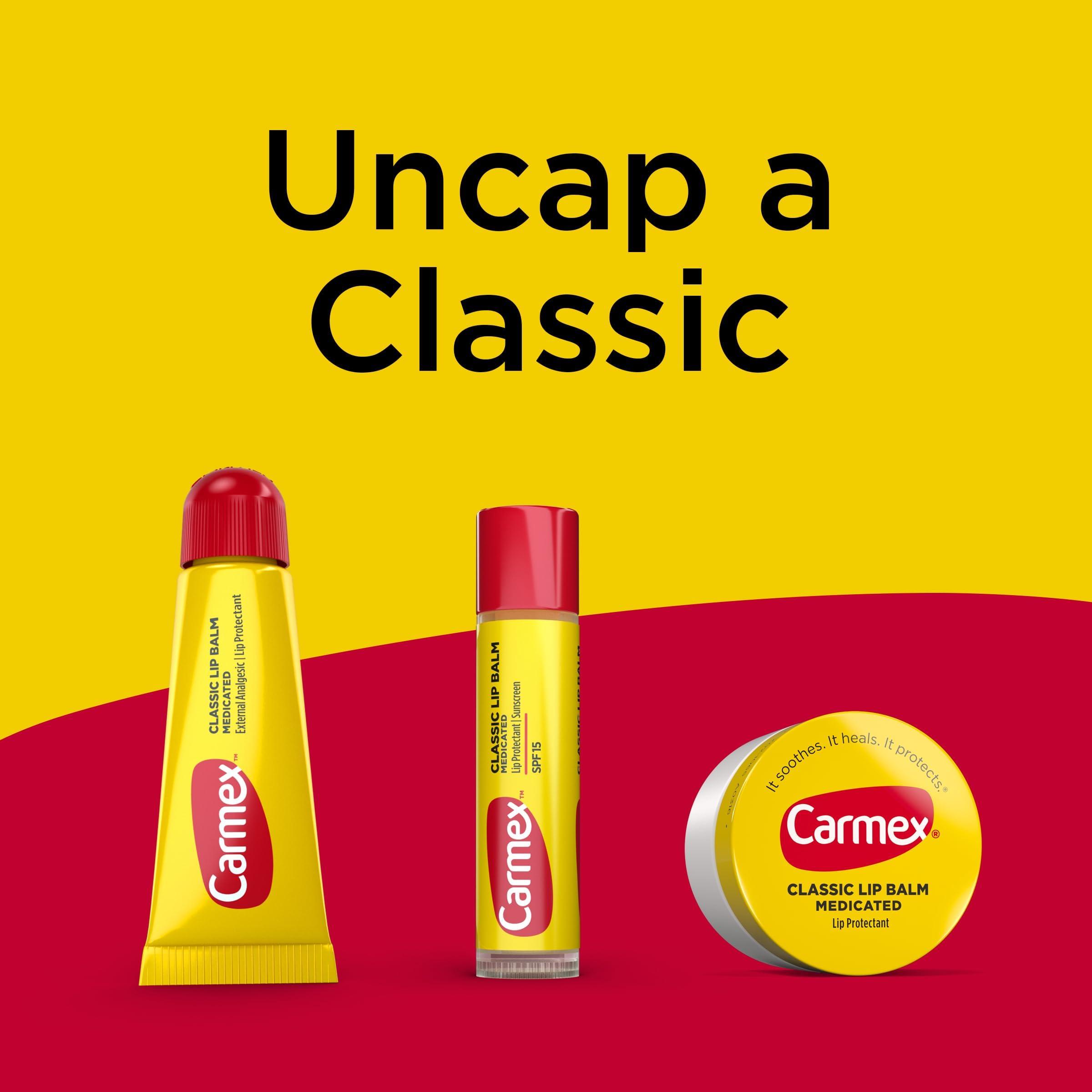 Carmex Carmex Medicated Lip Balm Tubes, Lip Moisturizer for Dry, Chapped Lips, 0.35 OZ - (6 Packs of 3)