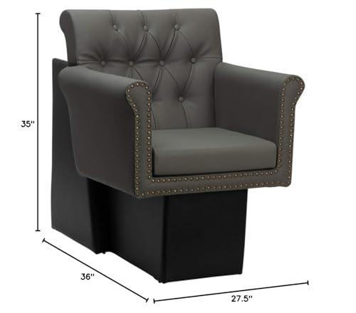 Buy-Rite Salon & Spa Equipment Buy-Rite Chelsea Professional Hair Dryer Chair Combo, Commercial Salon Dryer with 980 Watt Hood, Extra Wide Tufted Chair, Brass Nailhead Trim, NIN-9902DC&HL-1500-GRY (Gray)