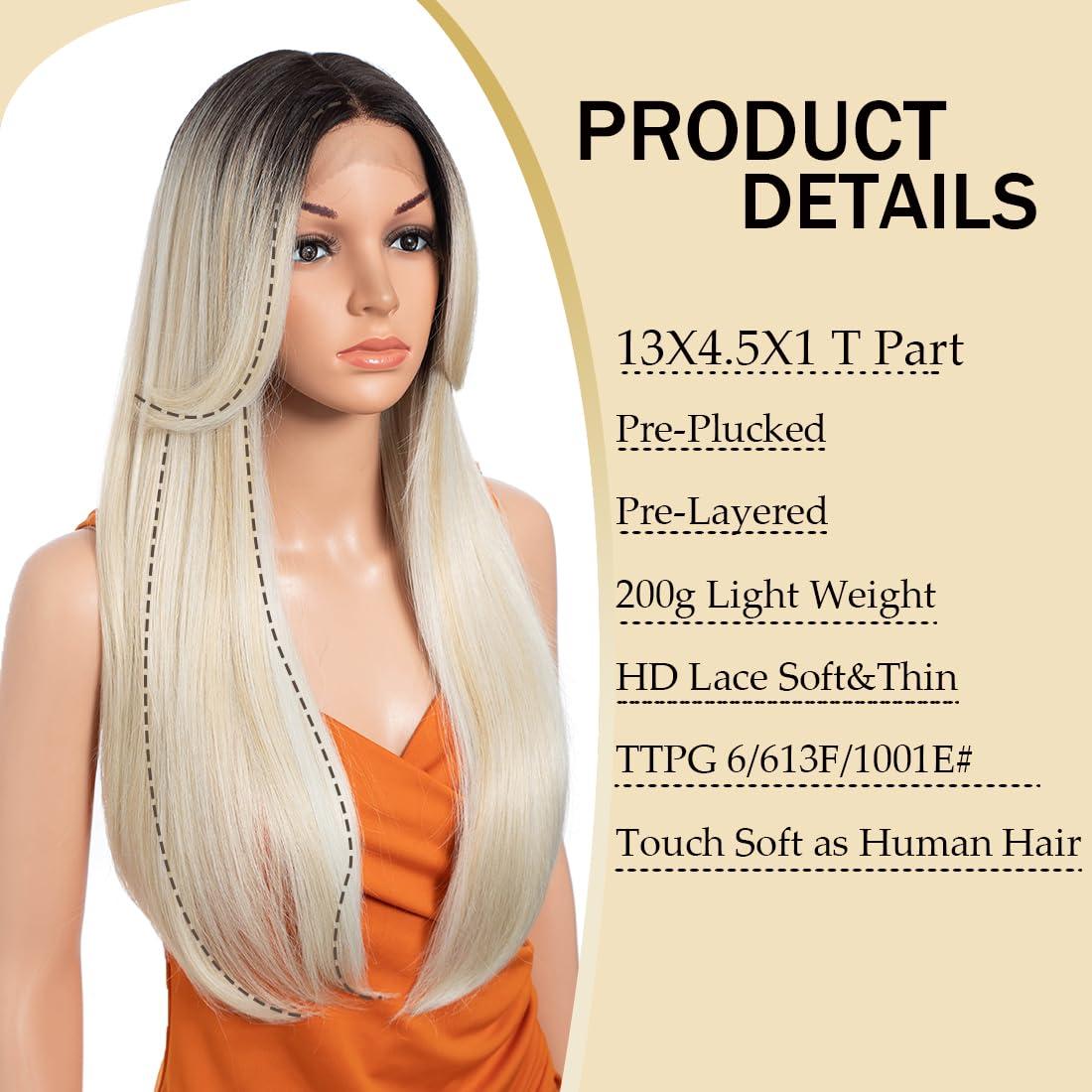 N BLE STAR Noble Star Lace Wigs with Curtain Bangs for Women 24\" Long Wavy Women Charming Synthetic Lace Front Wigs with Bangs Wig Heat Resistant Hair for Daily Party Use TTPG 6/613F/1001E#