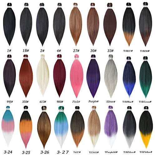 LesafeV Ombre Braiding Hair 6Pcs/Pack Crochet Extension Hair 26" Long Synthetic Yaki Brads Easy Jumbo Pre Stretched Hair Extension For Women T1B/900#