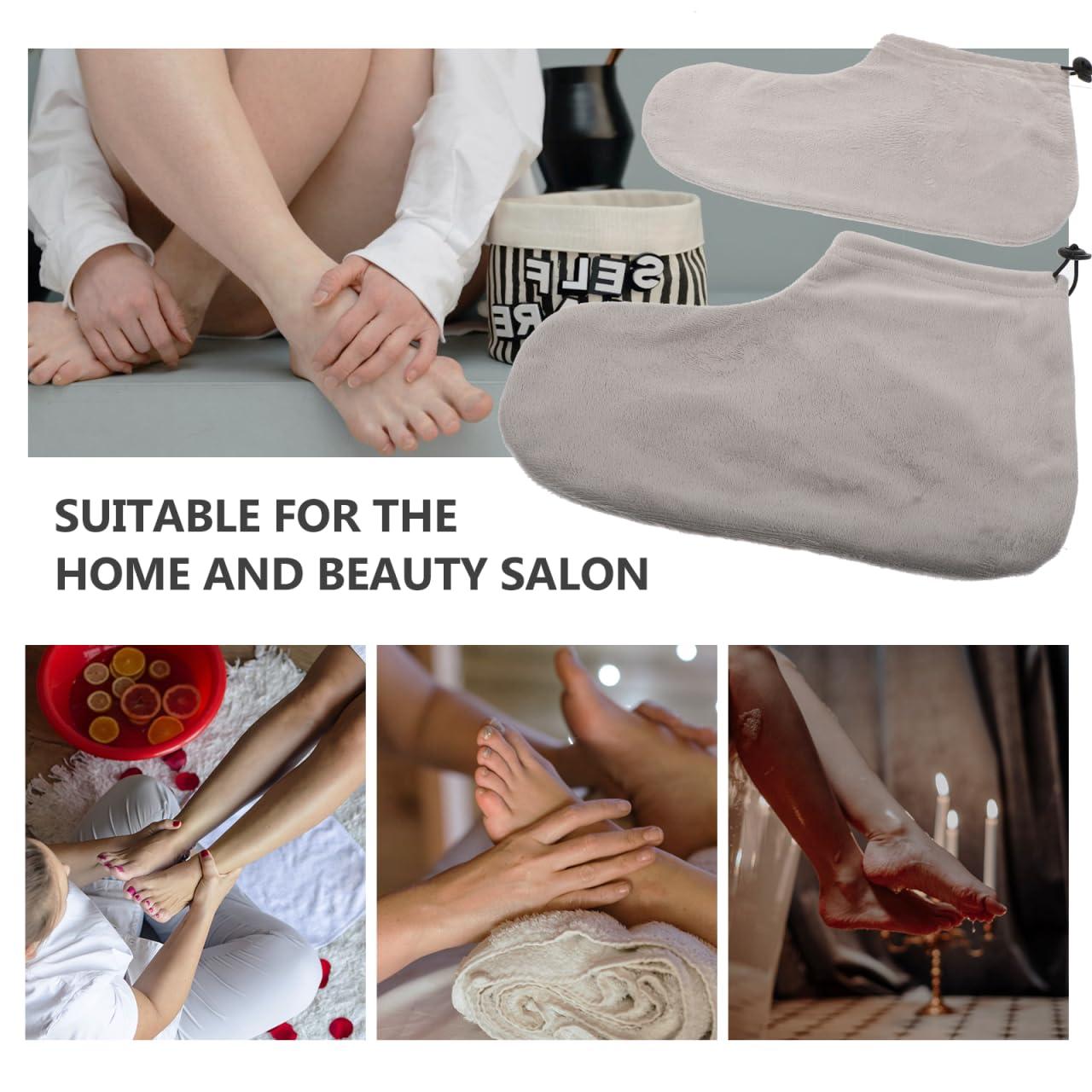 HEALLILY HEALLILY Paraffin Wax Bath Cotton Booties Moisturizing Work Foot Covers Feet Treatment Kit Grey Paraffin Wax Warmer Insulated Foot Wraps for Women Warm Therapy