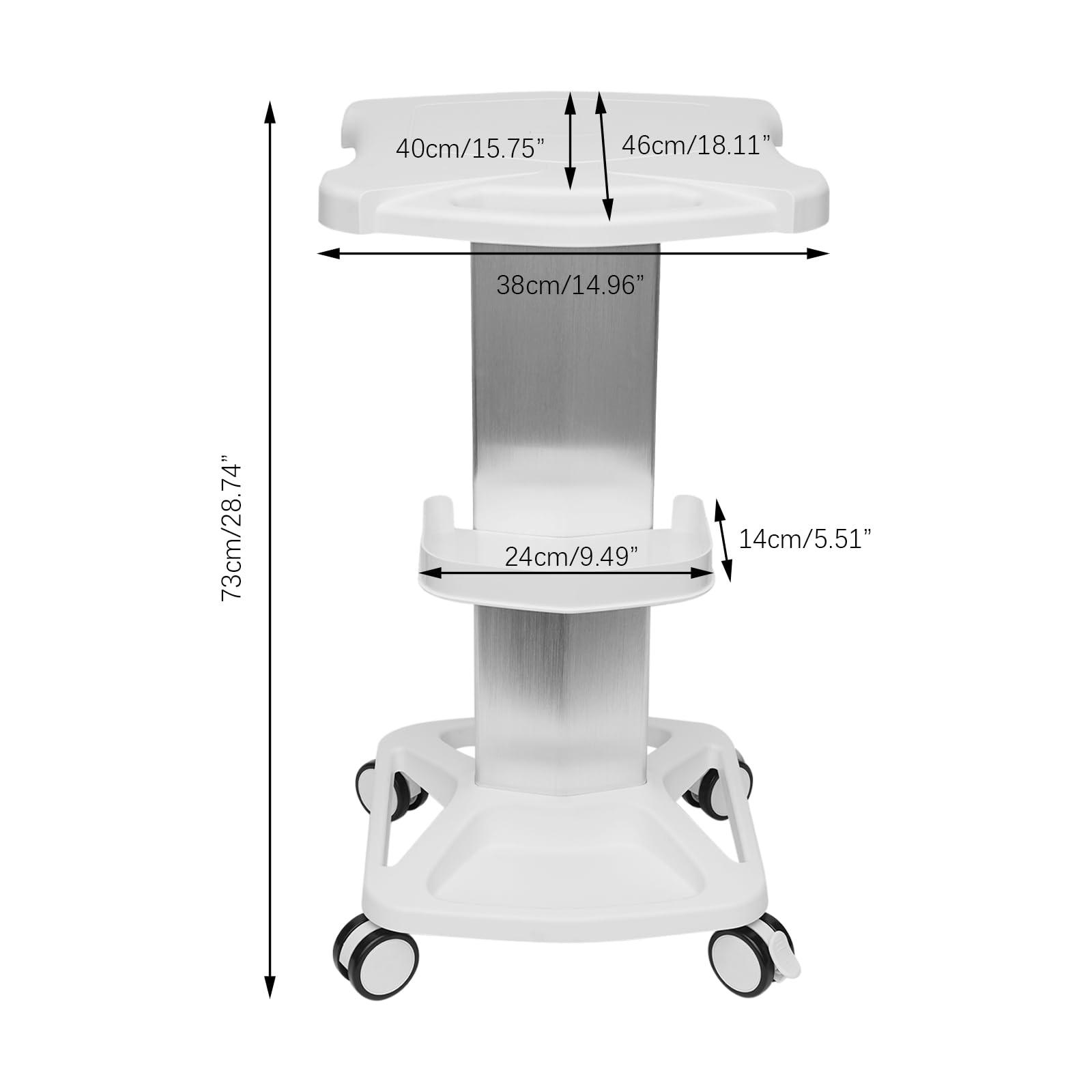 CNCEST CNCEST Salon Trolley Cart, Dental Trolley Medical Cart Steel Mobile Tool Cart Swivel Caster, Aluminum Alloy Trolley Stand Assembled for Ultrasonic Cavitation RF Machines