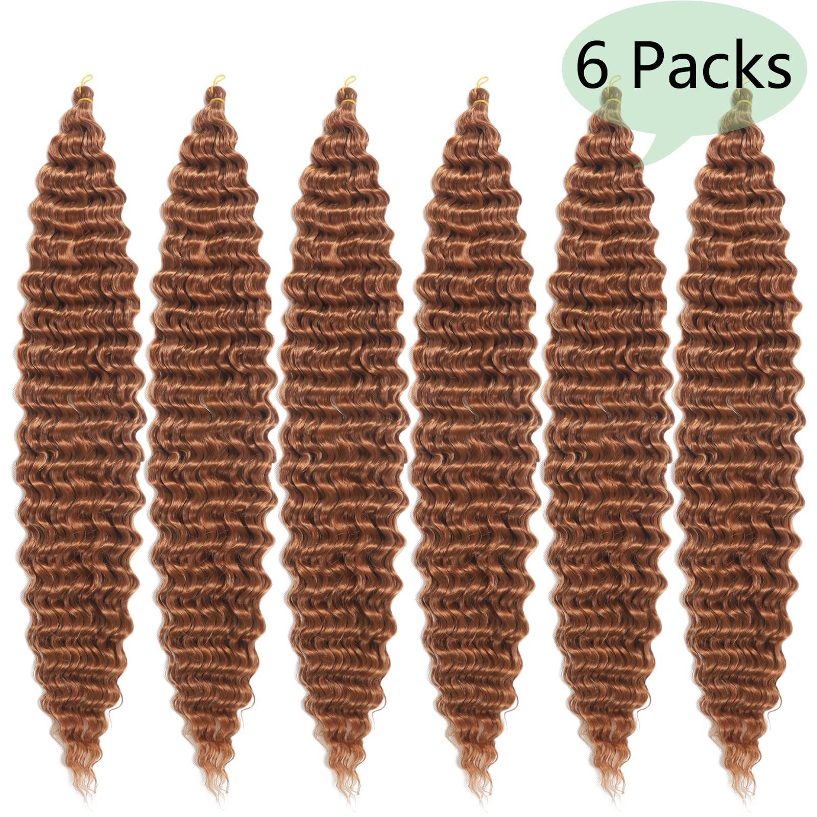 poetically 26 Inch Ocean Wave Crochet Hair 2Packs Browm Deep Wave Crochet Hair Curly Wavy Braiding Hair Synthetic Wet and Wavy Crochet Hair Ocean Wave Crochet Hair for Goddess Braids