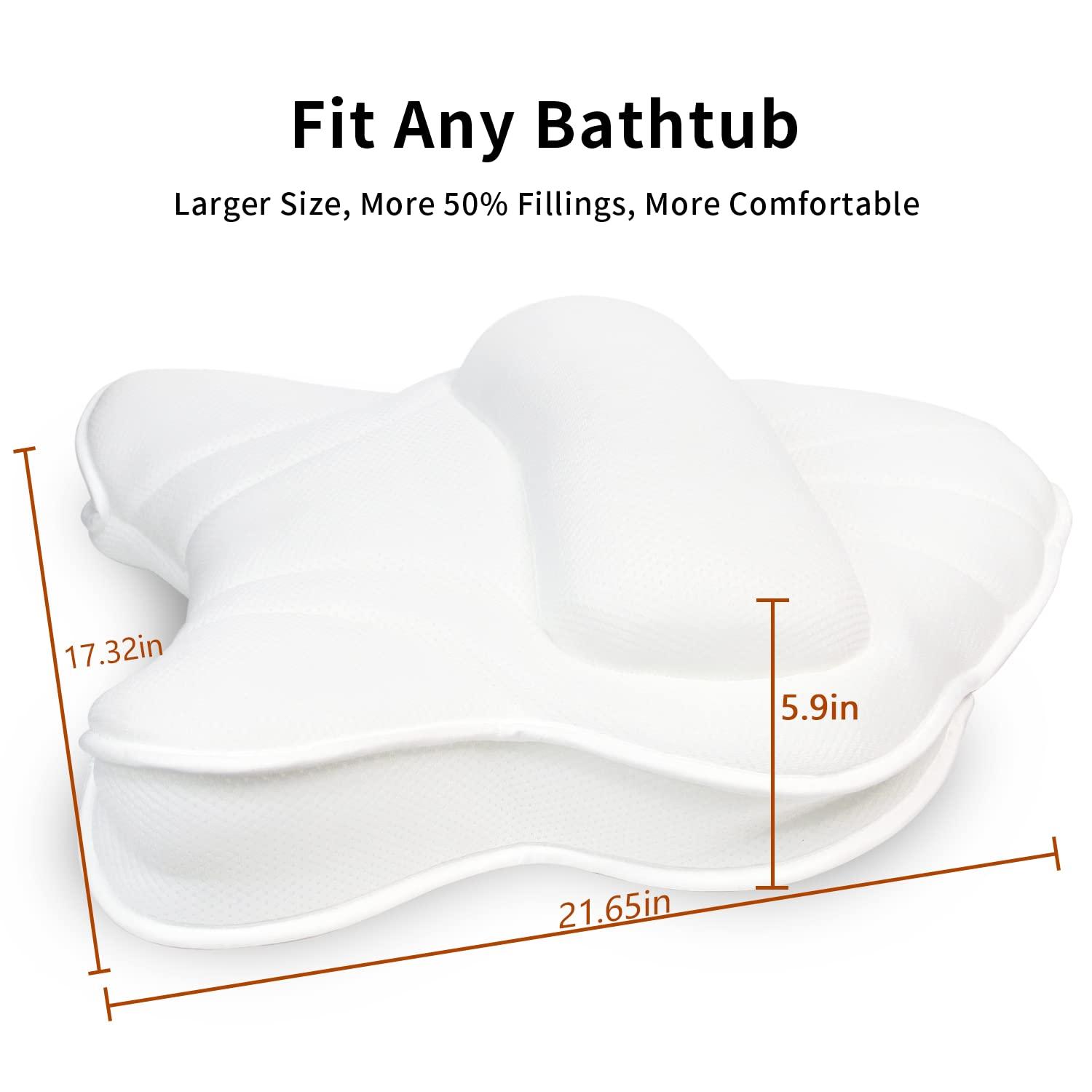 poemland Poemland Extra Thick Large Bath Pillow with Neck,Back,Head Support for Bathtub, Spa, Soaking White(21\'\'x17\'\')