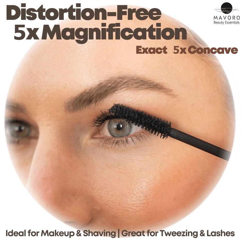 Mavoro Magnifying Mirror with 3 Suction Cups 9 Inch (5X Magnification)