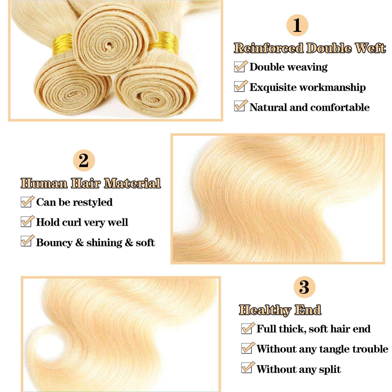 ROYAL IMPRESSION 613 Blonde Bundles Human Hair 26 Inch 12A Grade 613 Body Wave Bundles 100% Unprocessed Brazilian Virgin Human Hair Bundles 1 Bundle Human Hair 613 Blonde Hair Bundle