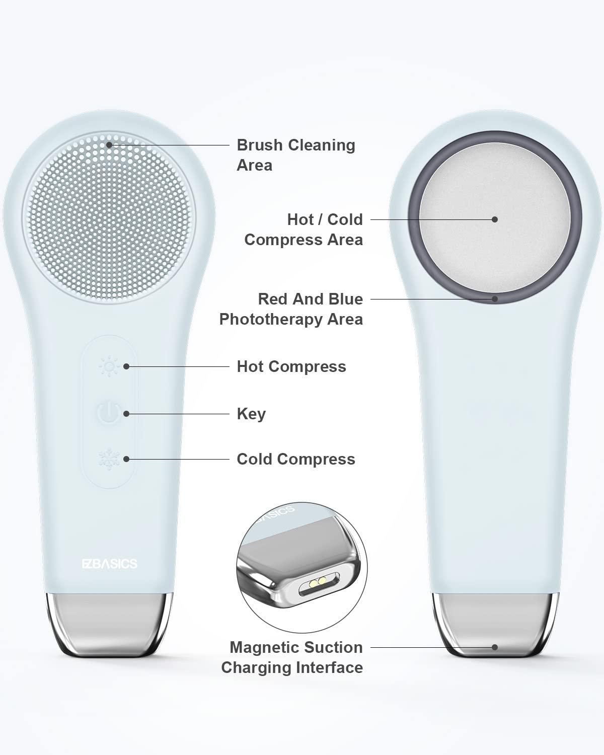 EZBASICS EZBASICS Facial Cleansing Brush face Scrubber Waterproof Face Scrub Brush for Men & Women Rechargeable Face Brushes for Facial Electric Silicone Face Scrubber Cleanser Brush 1 Pack+3 Modes Light Grey