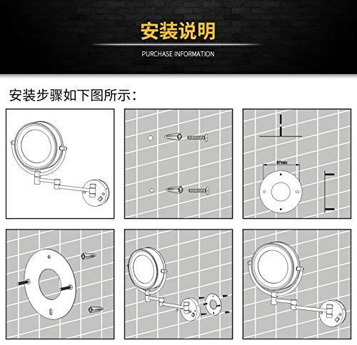 ROWITA ROWITA Wall Mounted Makeup Mirror 3X Magnification, Magnifying Vanity Mirror with LED Lights, Flexible Gooseneck, and Locking Suction, Extendable Arm,for Girls (Color : Gold)