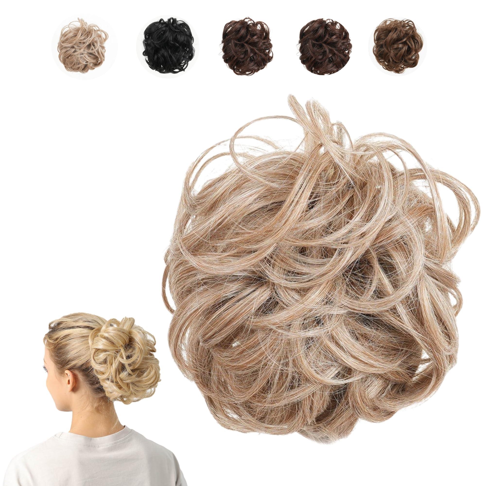 Juvabun Juvabun Claw Clip Messy bun-Light Blonde|Hair Pieces for Women Wavy Curly Hair Bun Clip in Claw Chignon Hair Buns Hair Piece Hair bun extension Everyday Wear Synthetic Hair Bun Scrunchie-Light Blonde