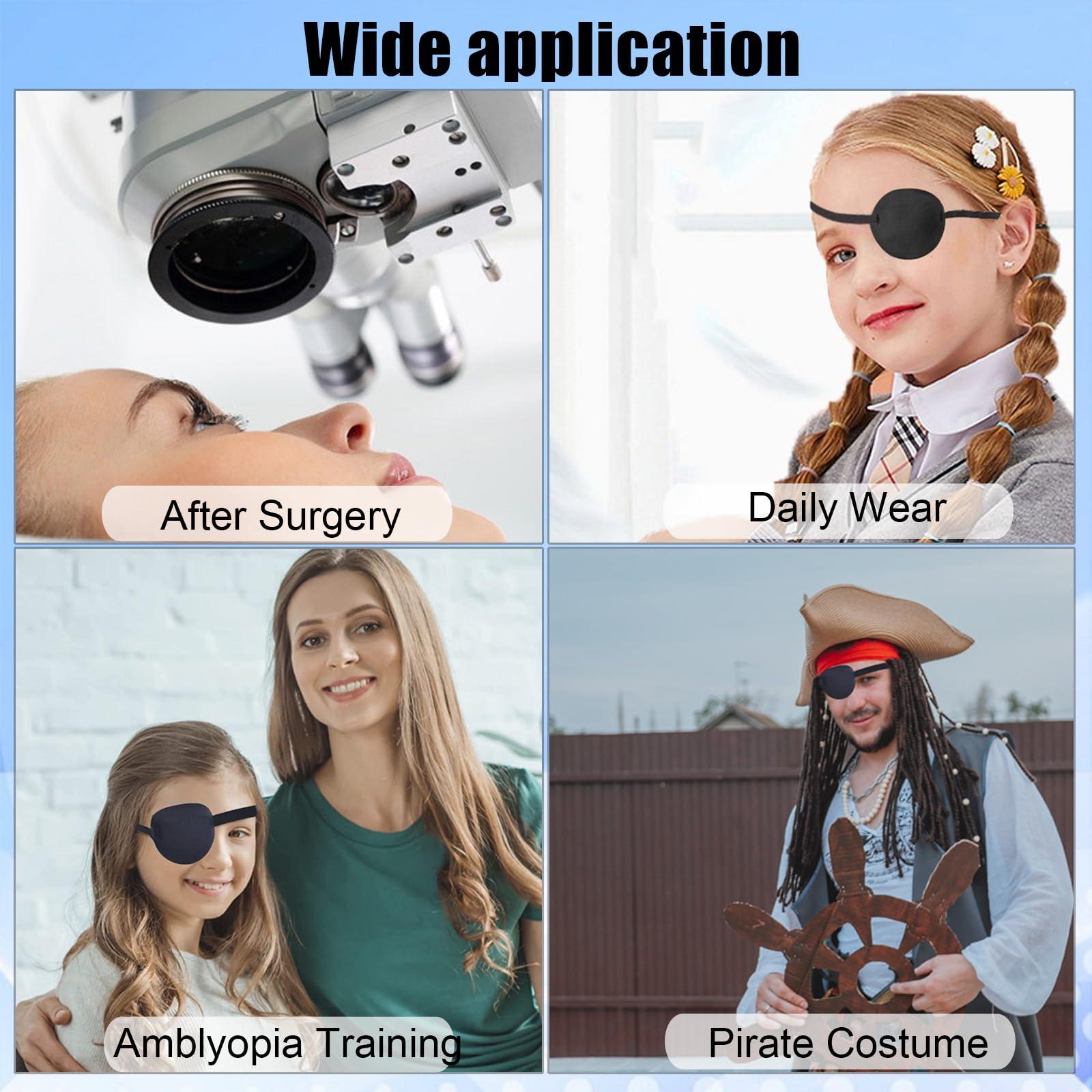 FOTN FOTN Eye Patches for Adults, 2Pcs Pirate Eye Patch with 2pcs Adhesive Eye Patch,3D Adjustable eyepatches for Amblyopia Lazy Eye Patches,Eye Patches Reusable