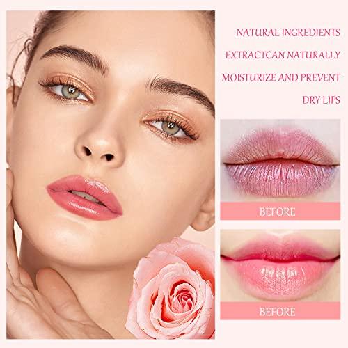 Sulily Sulily 6 Pcs Crystal Flower Jelly Lipstick Long Lasting Nutritious Lip Moisturizer Lip Gloss Balm, Lips Moisturizer Magic Color Change with Temperature Mood Lip Gloss(Black)
