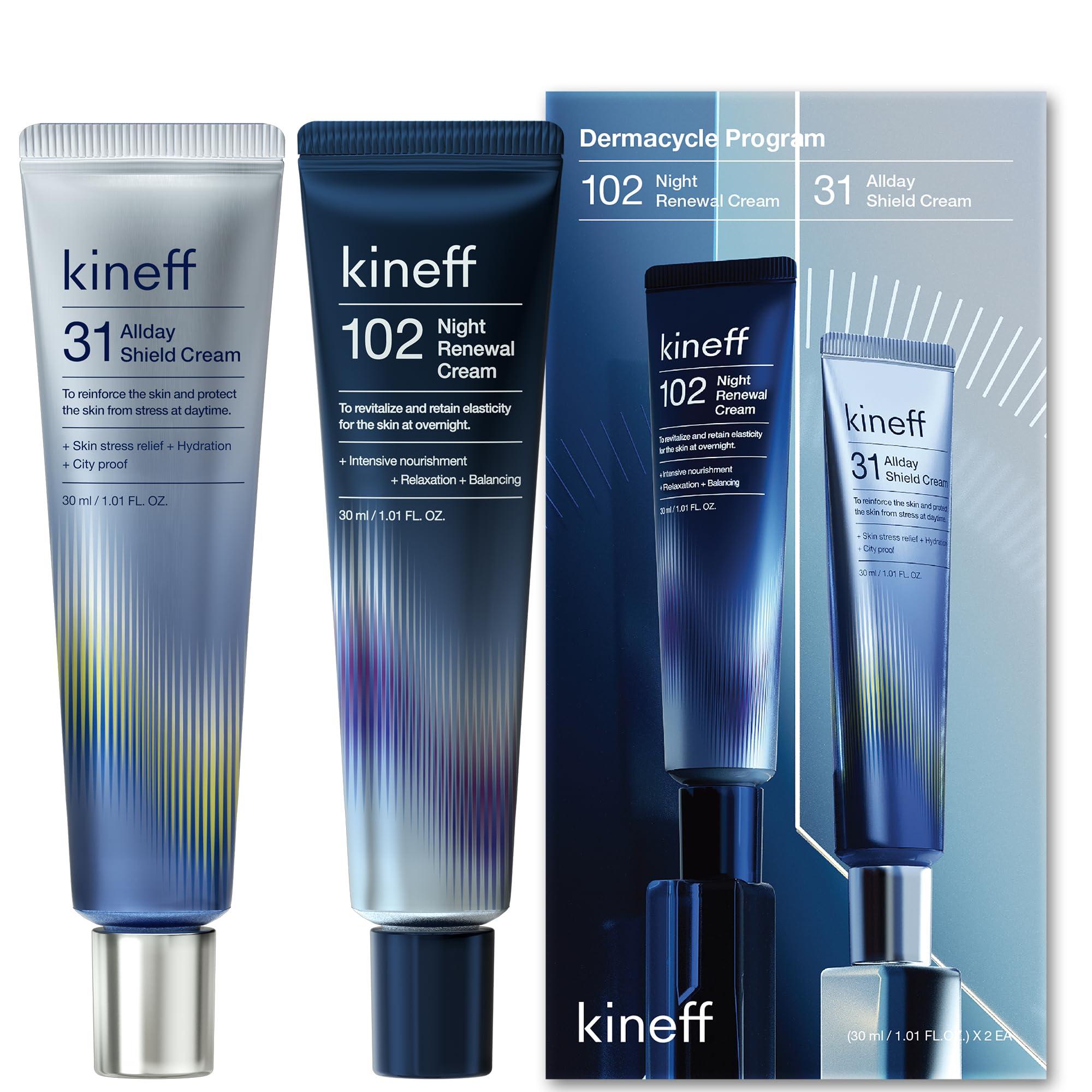 Kineff Kineff Dermacycle Program All-day & Night 2-Pack Cream for Face, 31 All-Day Shield Cream & 102 Night Renewal Cream, Centella Asiatica and Niacinamide, Korean Skincare (New Package)