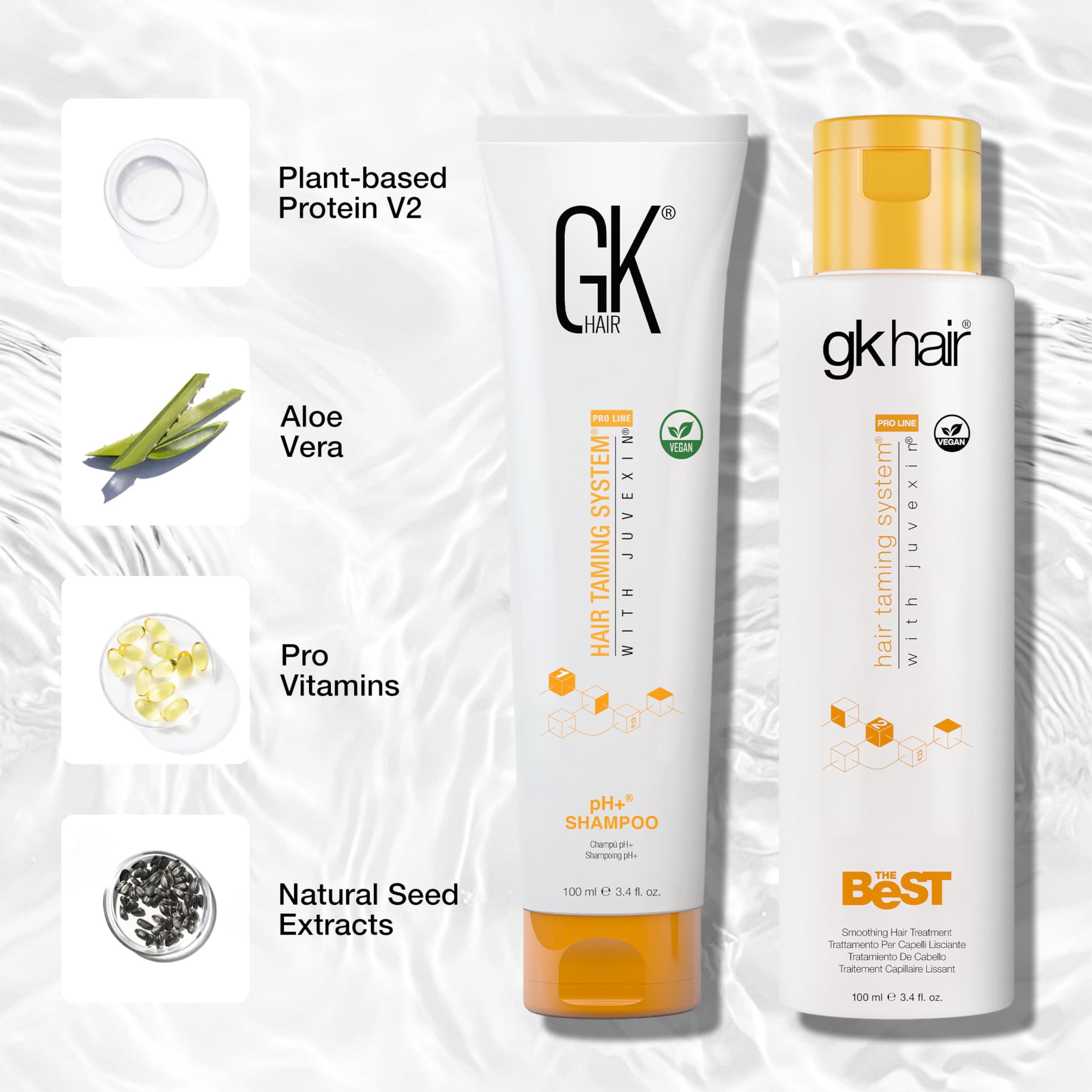 GK HAIR GK HAIR Global Keratin Professional Brazilian Keratin Hair Treatment Kit (100ml/3.4 Fl. Oz.) With PH shampoo- The Best Smoothing & Strengthening to make Hair Healthy - Formaldehyde free, Sulfate-free