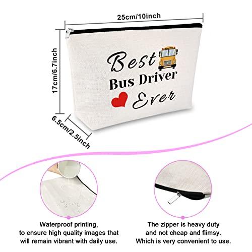 Sfodiary Bus Driver Appreciation Gifts Makeup Bags Best Bus Driver Ever Gift School Bus Driver Gift Cosmetic Bag Thank You Gift for Driving Birthday Gift for Her Christmas Retirement Gift Travel Cosmetic Pouch
