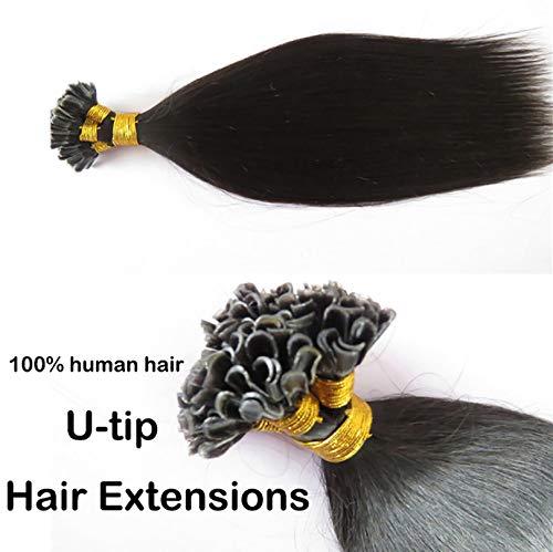 RJ HAIR RJ HAIR Silky Straight U Tip Hair Keratin Fusion Human Hair Extensions 1g/s 30inch Long Brazilian U Nail Pre Bonded Hair (30inch 100strand, Natural Color)