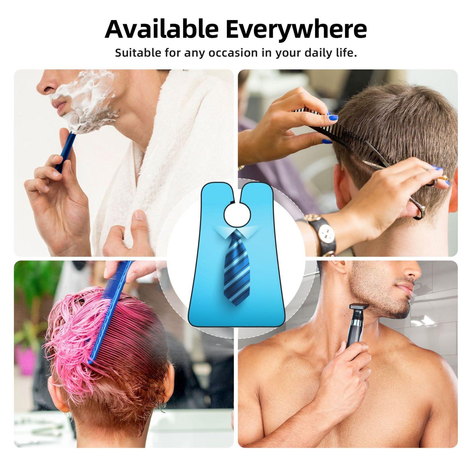 Athjunss Athjunss Blue Tie Beard Bib Apron, Beard Hair Catcher For Men Shaving, Waterproof With Suction Cups