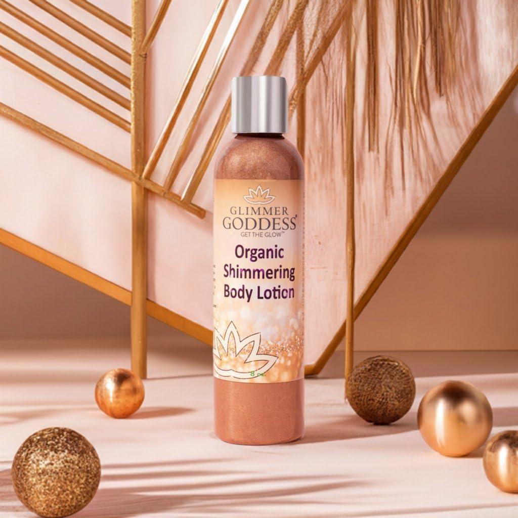 GLIMMER GODDESS GLIMMER GODDESS Organic Body Shimmer Lotion - Super Level 3 Bronze Body Shimmer, 8 oz