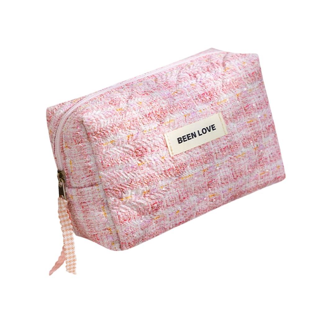 Sxett Sxett Quilted Cosmetic Bag Large Capacity Makeup Bag Portable Makeup Pouches Wash Bag Aesthetic Toiletry Bag for Women Girls