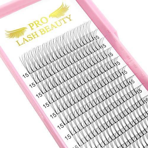PRO LASHBEAUTY Premade Fans Eyelash Extensions Short Stem Premade Volume Eyelash Extensions 3D-D-0.07-12 Volume Lash Extensions Pre made Lash Fans C D Curl .07 .10(3D-D-0.07,12mm)